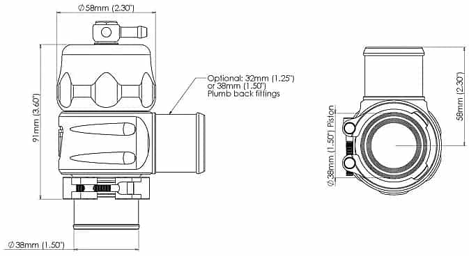 Blow Off Valve Plumb Back BOV5 Universal Blue 38mm Turbosmart