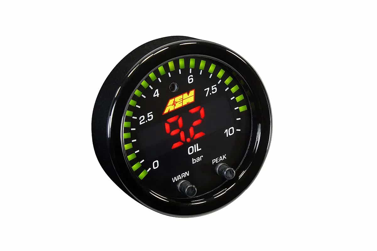 AEM X-Series 10 bar oil pressure indicator