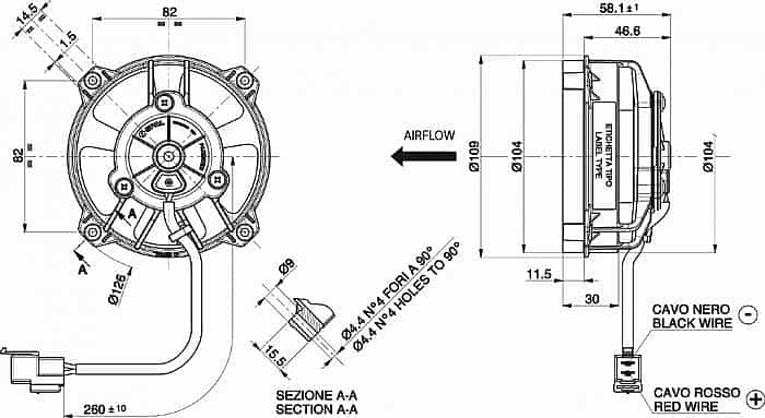 Radiator Fan D109 - D96 blowing SPAL
