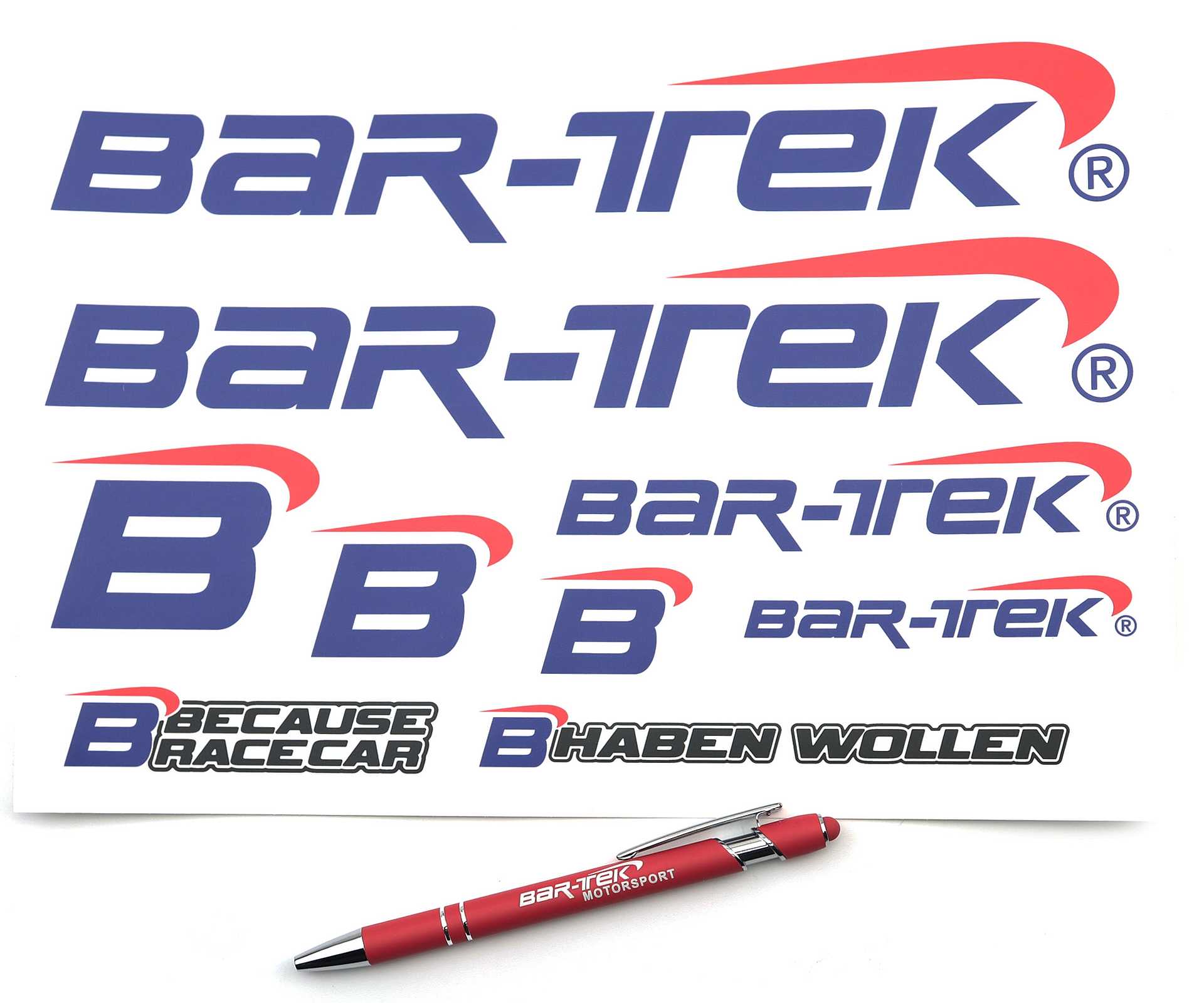 Sticker sheet with BAR-TEK® logos