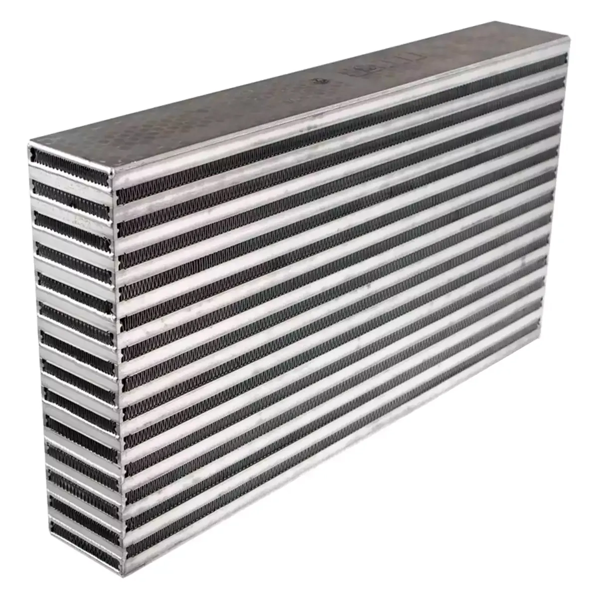 Abgebildet ist das Garrett Luft-Luft Ladeluftkühlernetz 487085-6002 für bis zu 600 PS aus Aluminium im Tube-and-Fin-Design, Maße 509 x 284 x 76 mm.