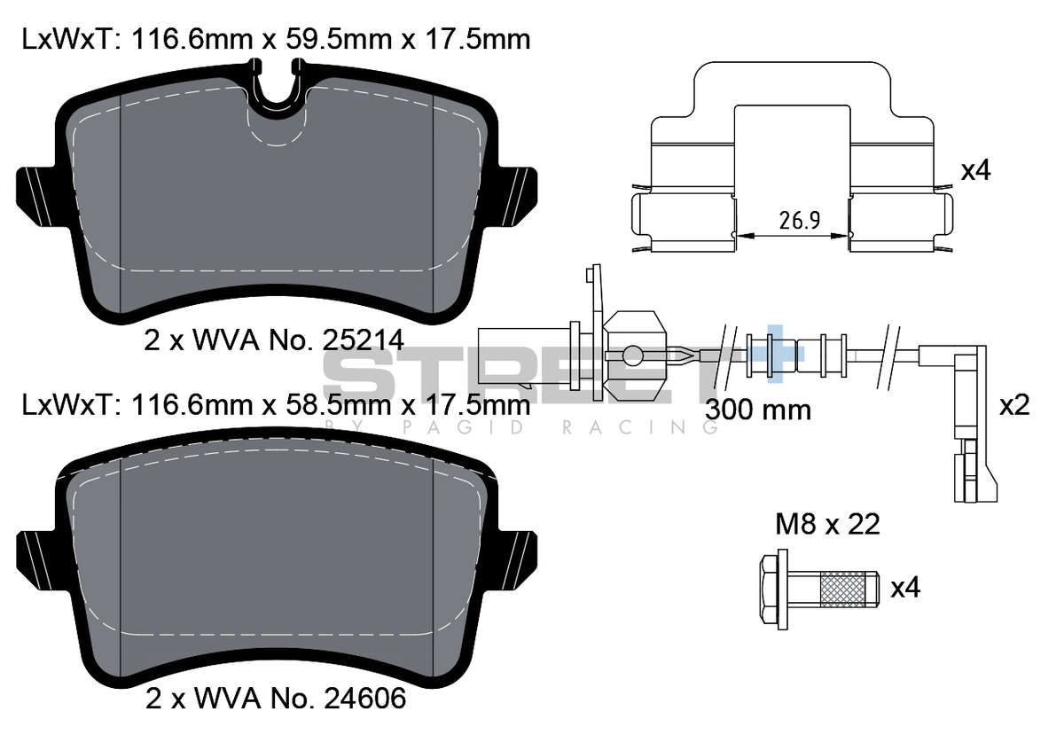 Audi Racing brake pads HA T8114SP2001 Street+ PAGID