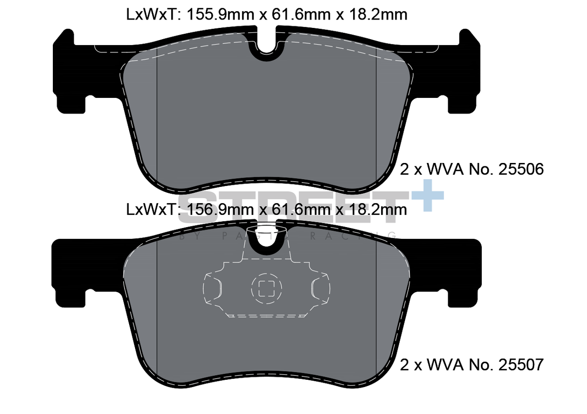 PAGID Street+ Racing brake pads VA T8119SP2001 suitable for BMW
