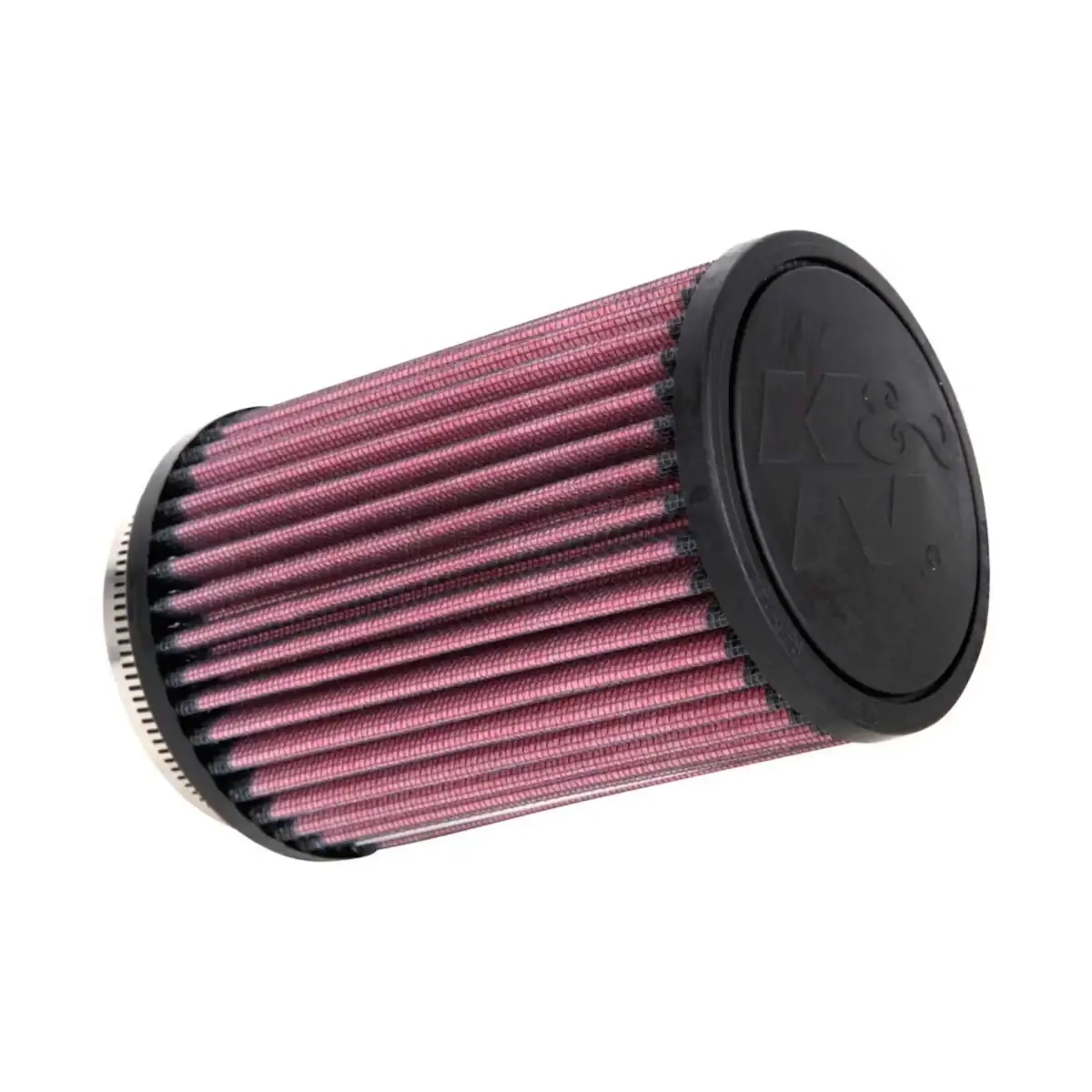 Abgebildet ist der runde K&N Turboladerluftfilter RU-1620 mit 73 mm Flansch, rotem Filtergewebe und schwarzer Endkappe für nachgerüstete Turboanlagen und modifizierte Turbomotoren.