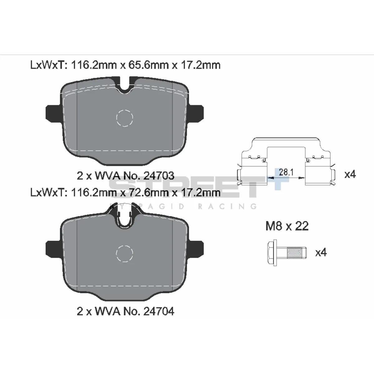 Plaquettes de frein racing HA T8290SP2001 Street+ PAGID compatibles avec BMW