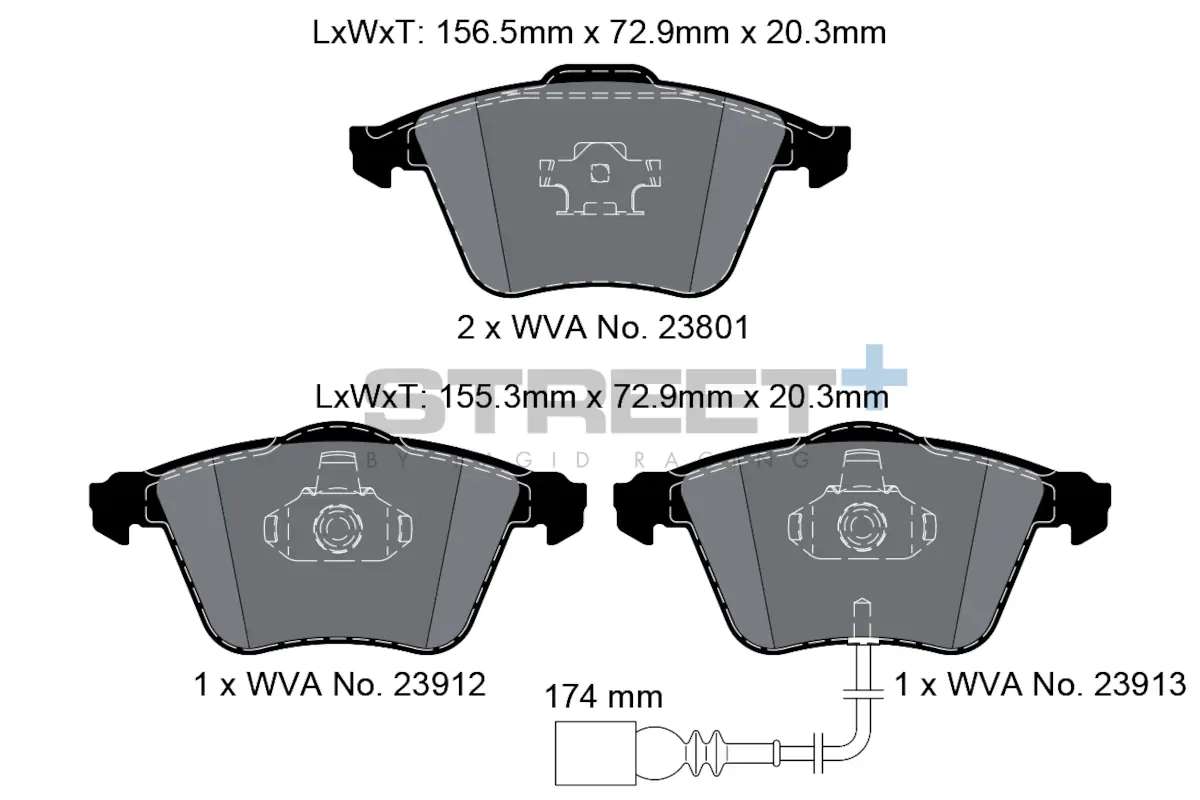 VW & Audi Racing Bremsbeläge VA T8046SP2001 Street+ PAGID