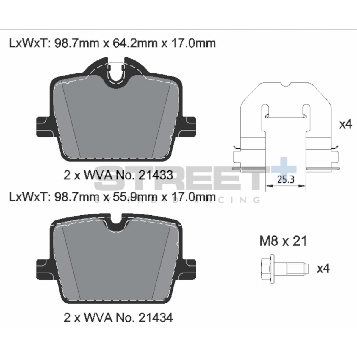 Plaquettes de frein racing HA T8267SP2001 Street+ PAGID adaptées pour BMW