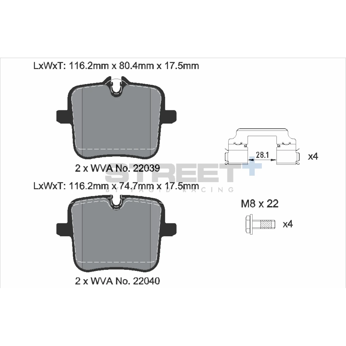 Disques et plaquettes de frein pour course - Plaquettes arrière T8268SP2001 Street+ PAGID adaptées pour BMW