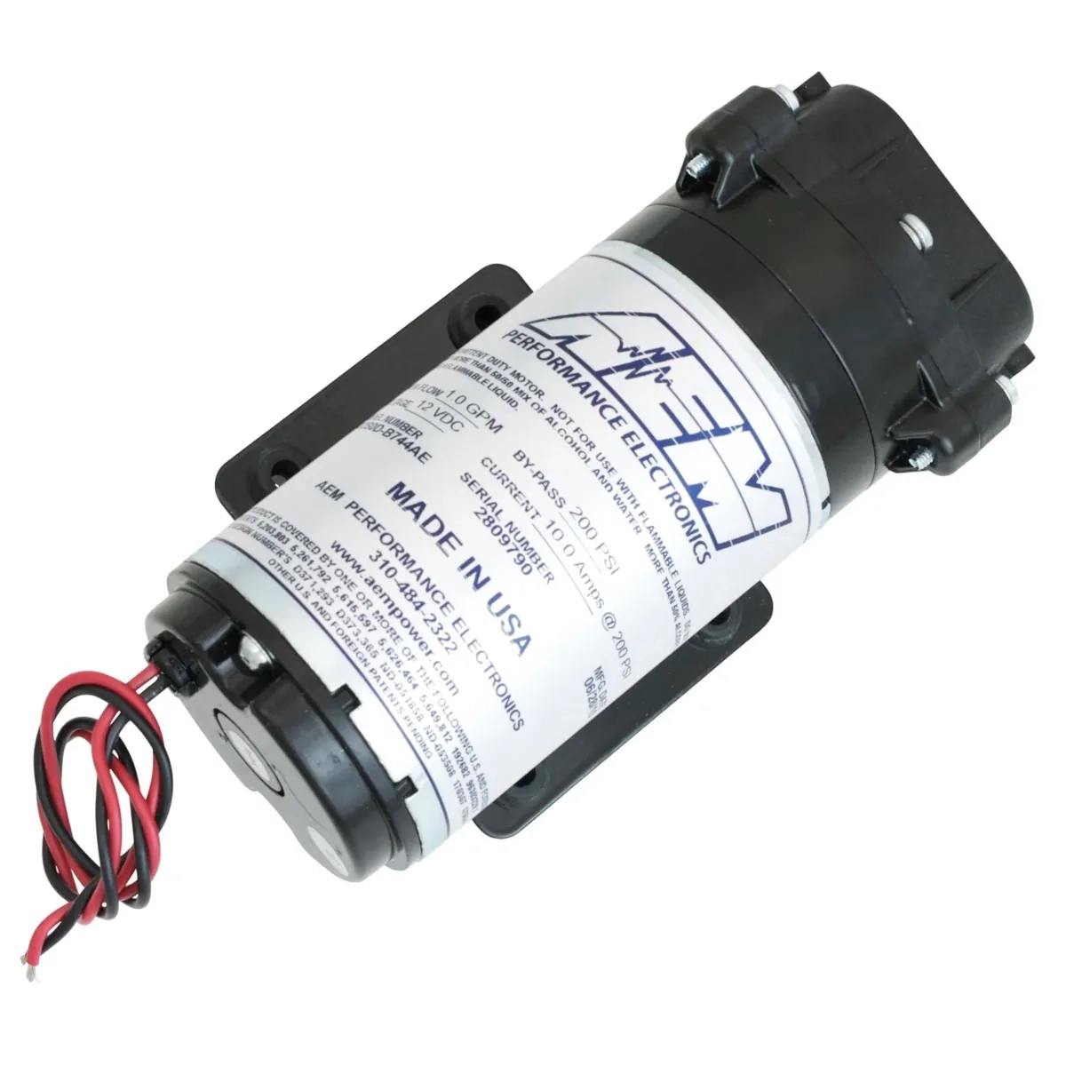 Pompe de remplacement AEM 200 PSI pour systèmes d’injection eau-méthanol, pompe de réparation AEM Performance Electronics avec câbles de raccordement et support