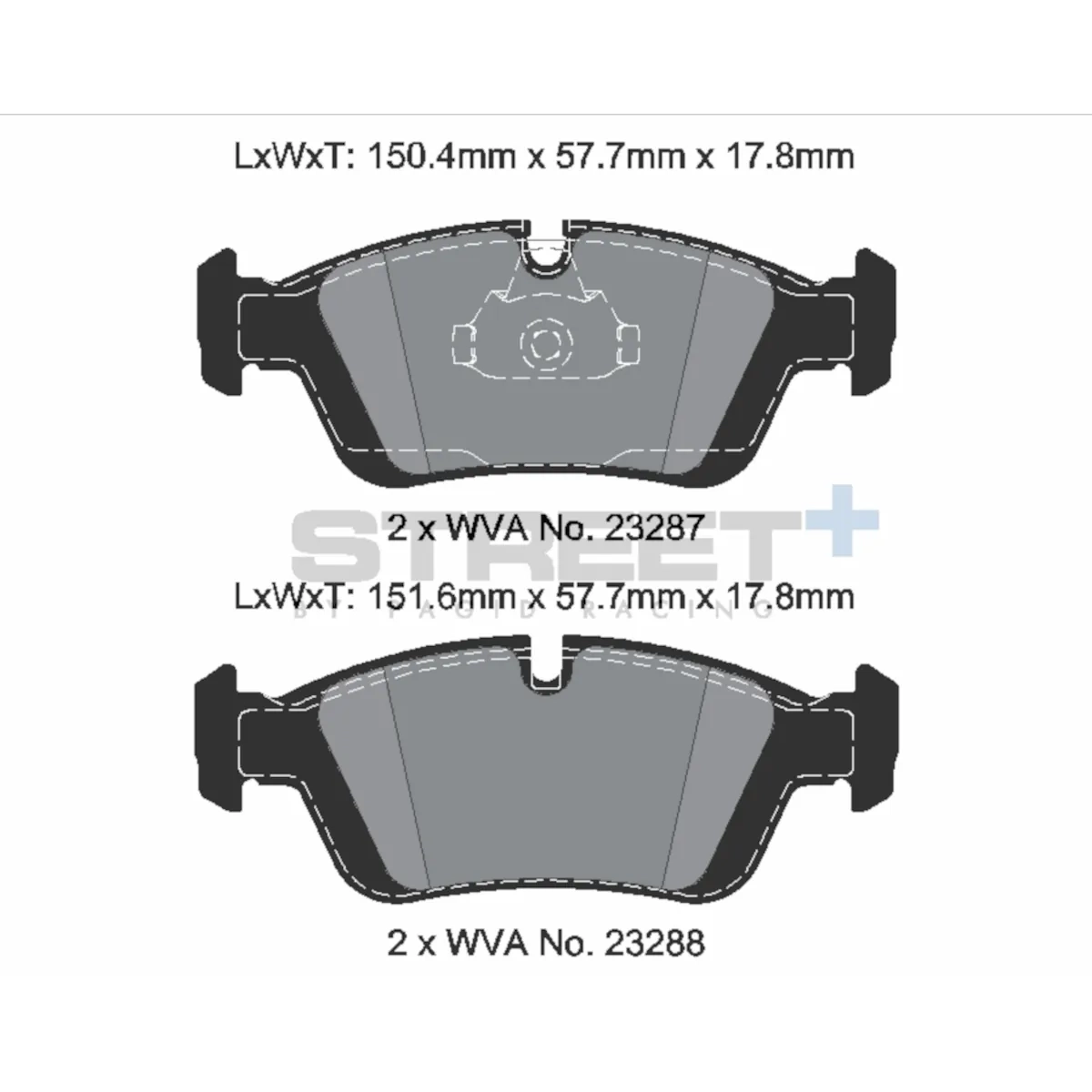 Plaquettes de frein racing VA T8168SP2001 Street+ PAGID adaptées pour BMW