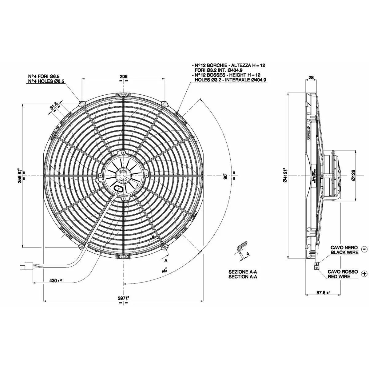 Radiator Fan D414 - D385 blowing SPAL