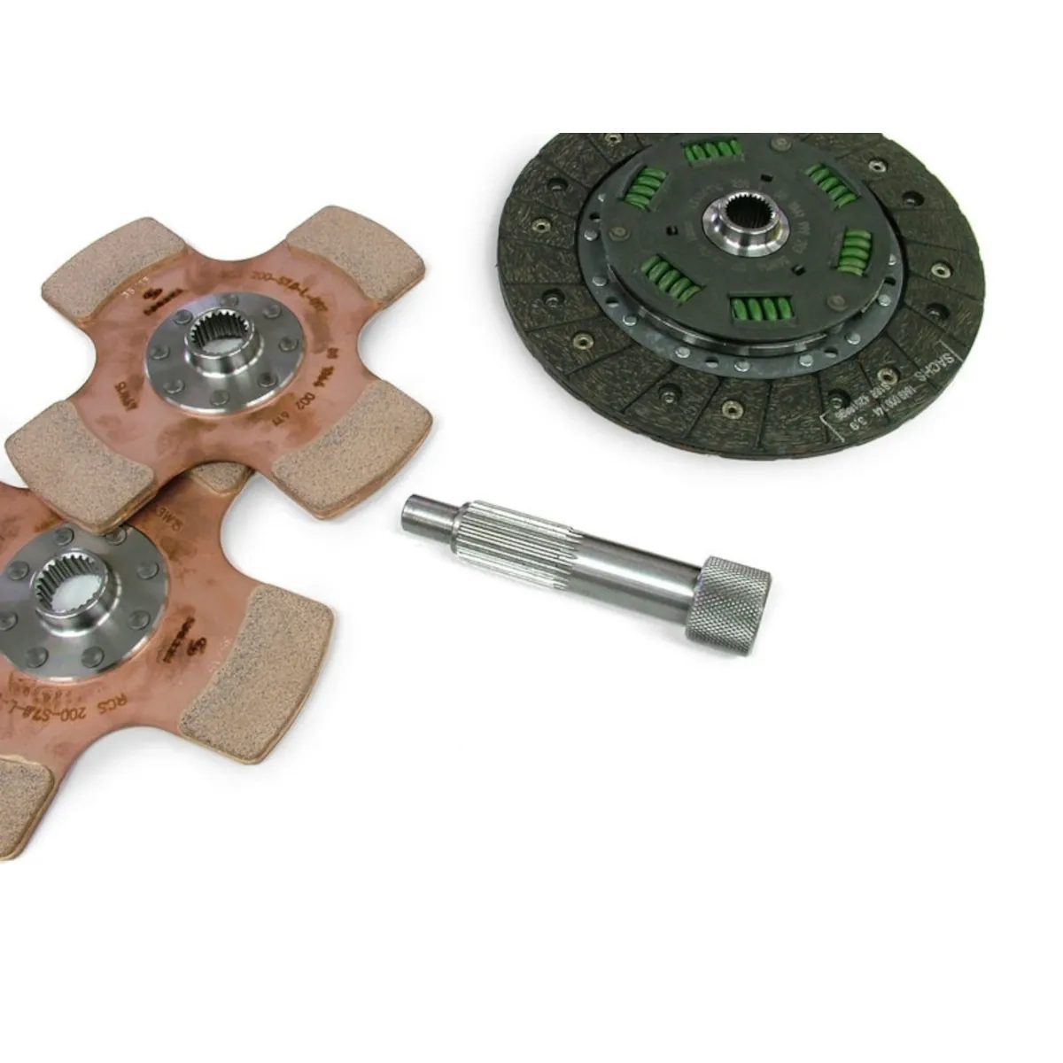 L’image montre l’outil de centrage d’embrayage VAG BAR-TEK® pour embrayages 6 vitesses avec plusieurs disques d’embrayage pour un montage précis sur boîte 02M/02Q.