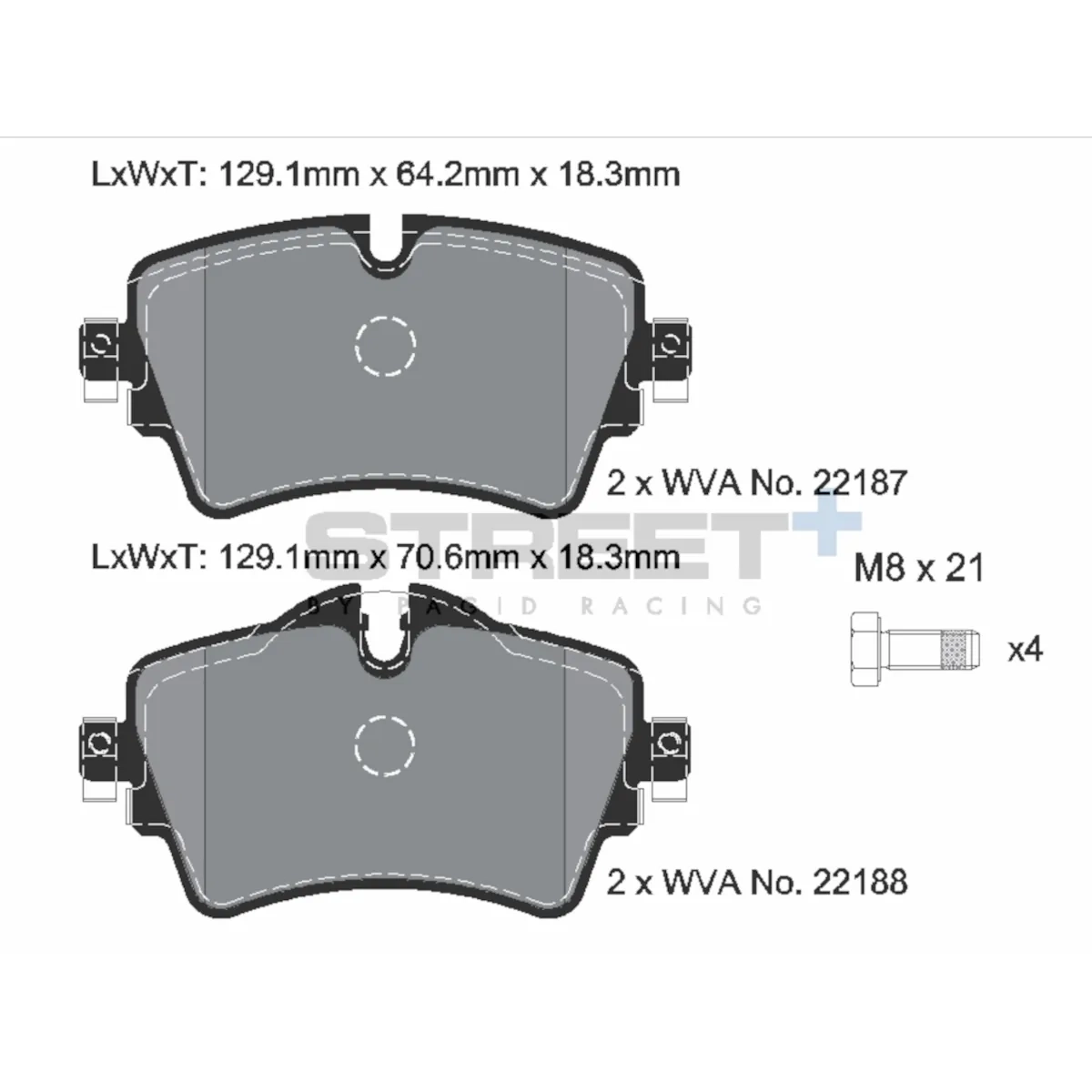 Plaquettes de frein racing VA T8161SP2001 Street+ PAGID adaptées pour BMW & Mini