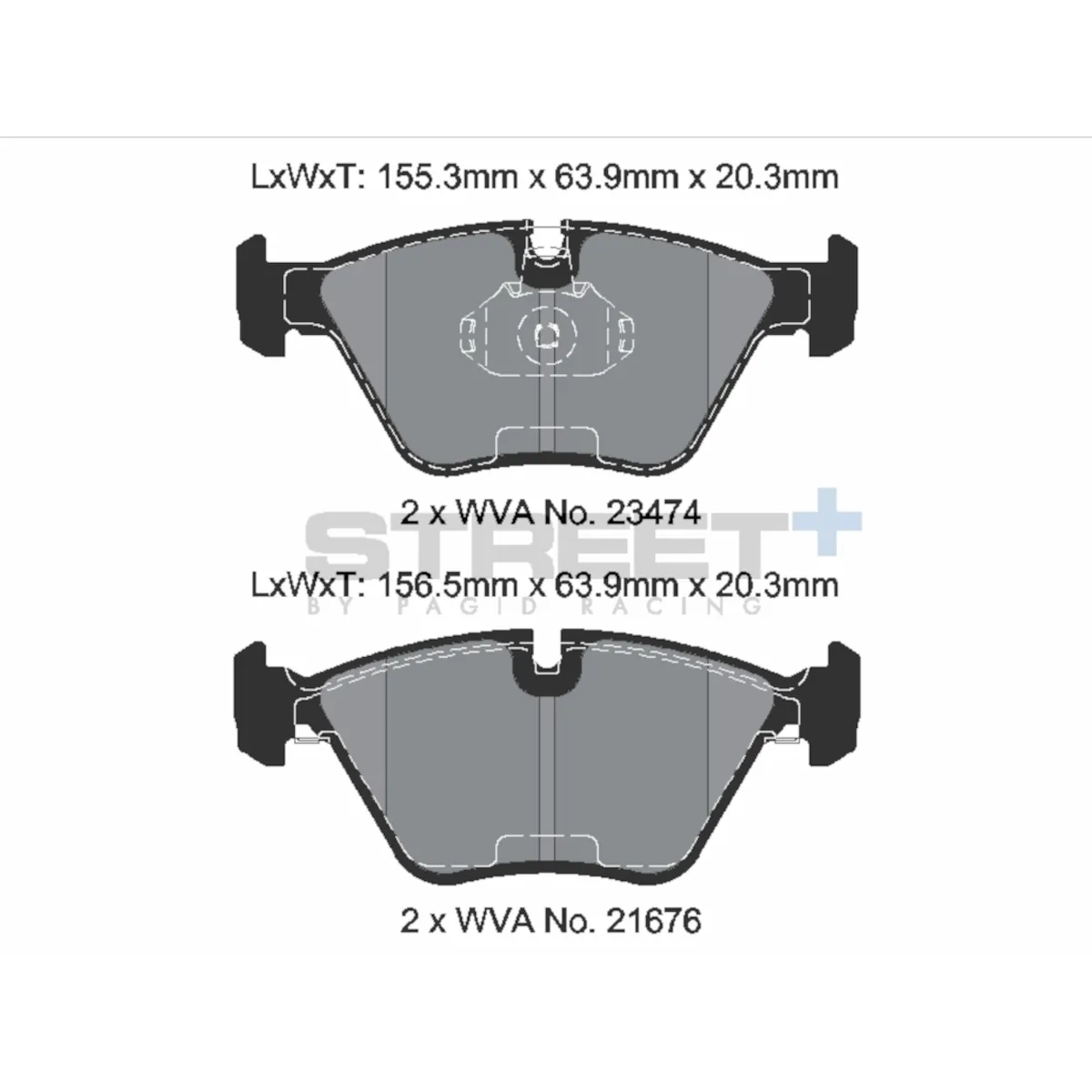Plaquettes de frein racing VA T8222SP2001 Street+ PAGID adaptées pour BMW