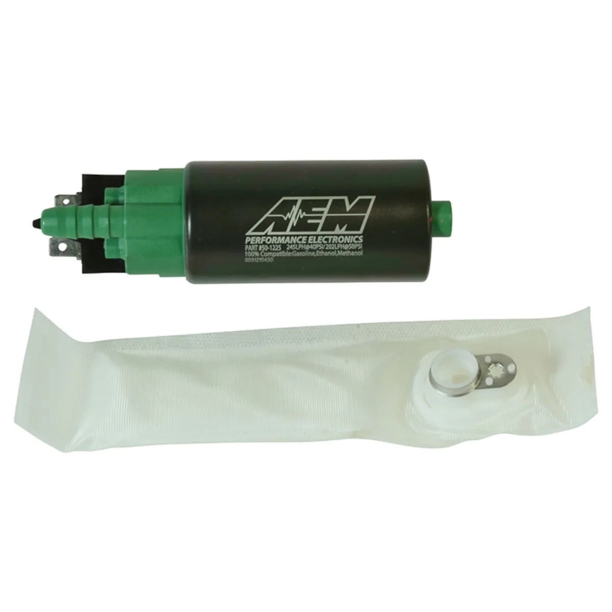 Pompa del carburante High Flow 245lph con ingresso sfalsato AEM 50-1225