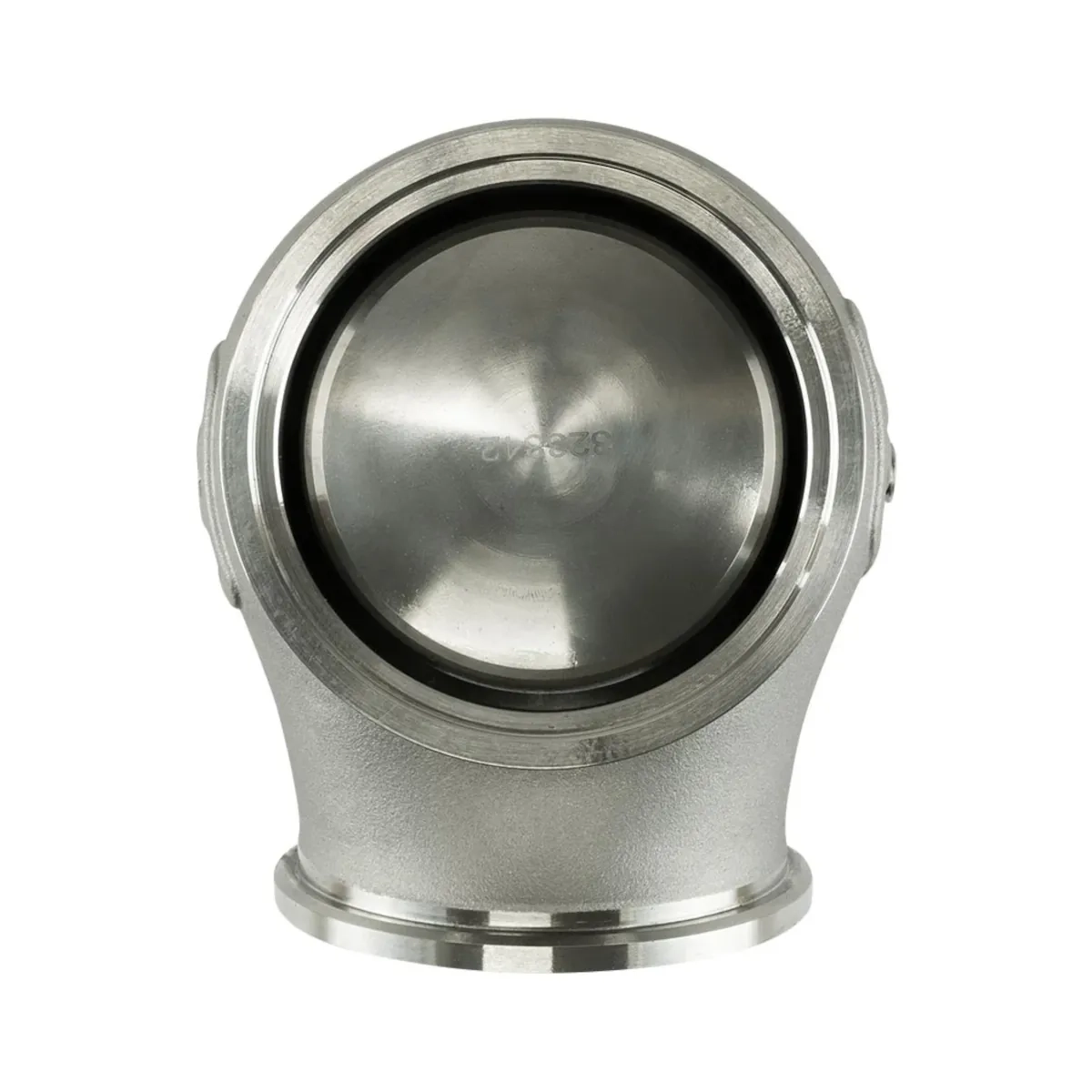Vue détaillée du Turbosmart GenV PowerGate60 0,48 bar noir, wastegate externe avec siège de soupape précis pour fortes contraintes thermiques en sport automobile