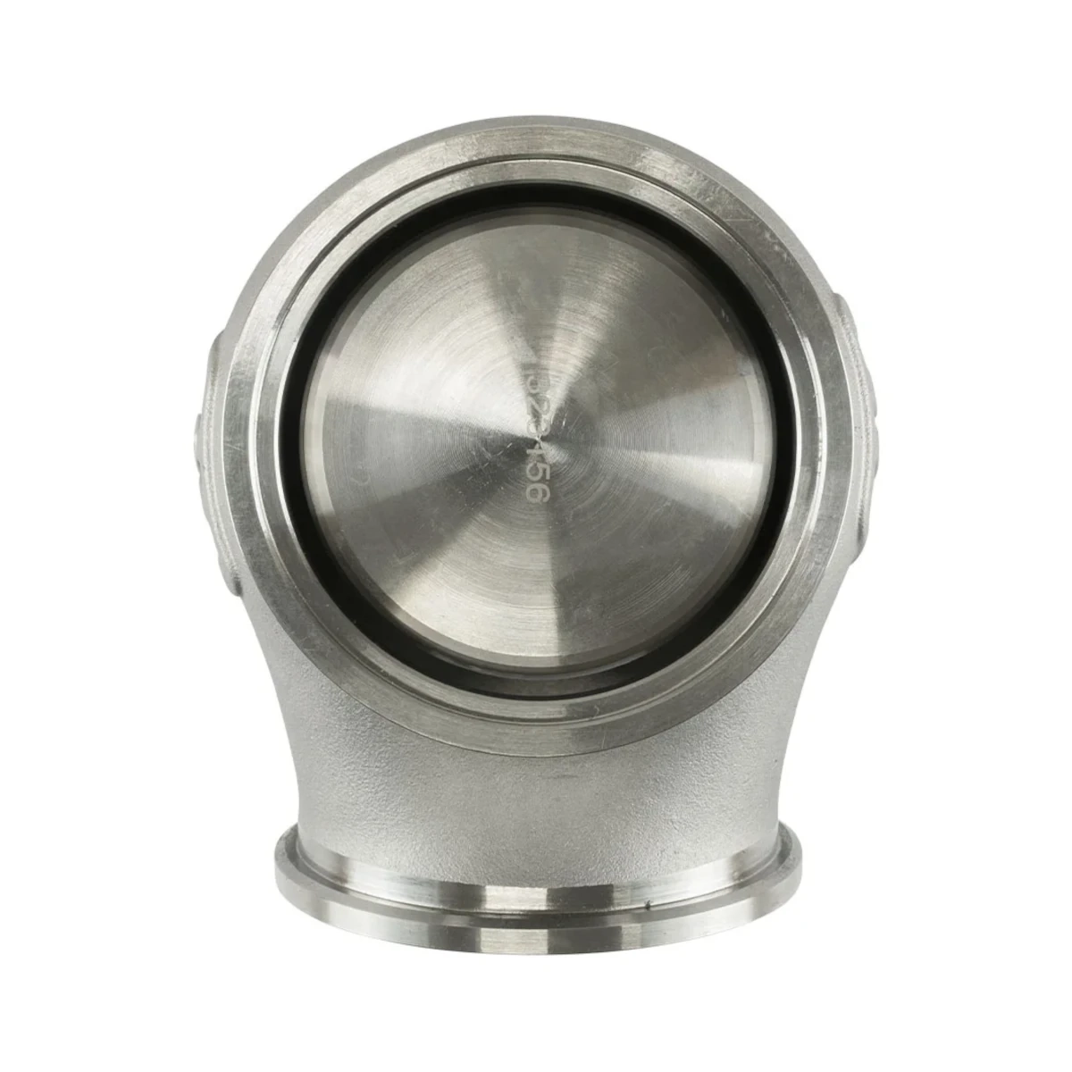 Vista frontal del wastegate externo Turbosmart GenV PowerGate60CG Compressed Gas, 0,34 bar, en negro para control de sobrealimentación con CO2 o aire comprimido