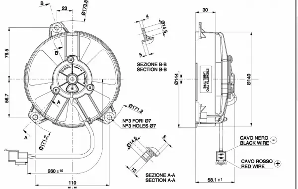 Radiator fan D144 - D130 blowing SPAL
