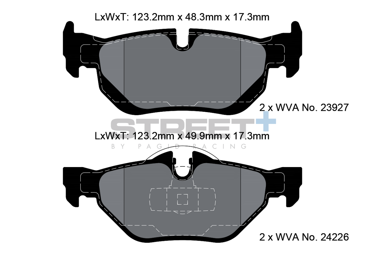 Plaquettes de frein PAGID Street+ Racing HA T8051SP2001 adaptables sur BMW