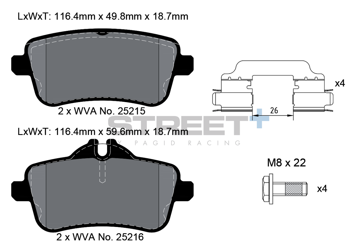 Plaquettes de frein Mercedes Racing HA 25215 Street+ PAGID