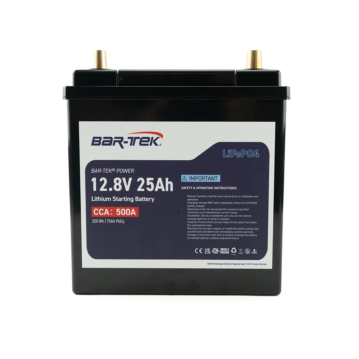 LiFePO4 lithium starter battery BAR-TEK®