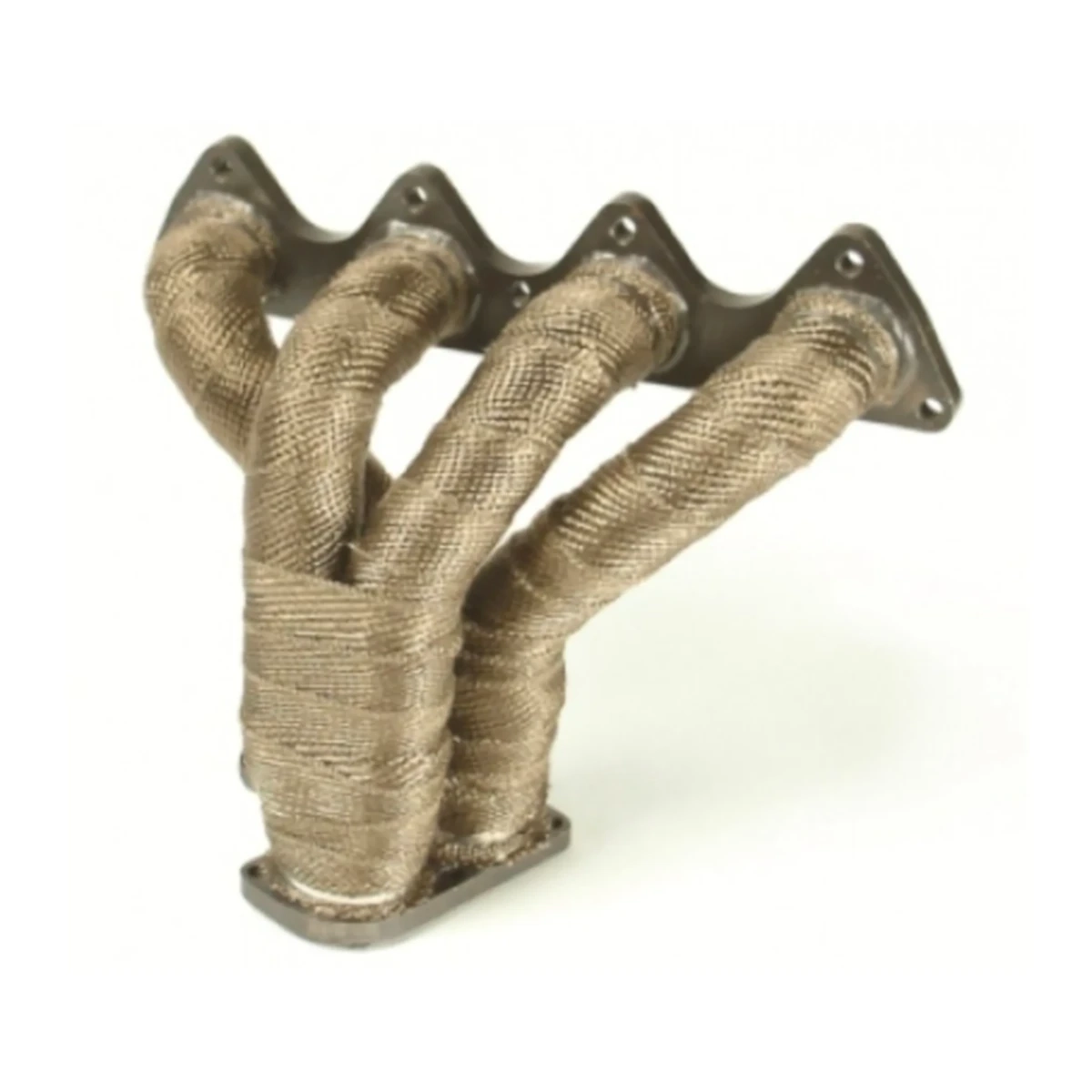 Exhaust manifold wrapped with DEI 1400°C TITAN heat wrap, ideal for heat insulation in the engine bay, 2.5 cm x 30 m