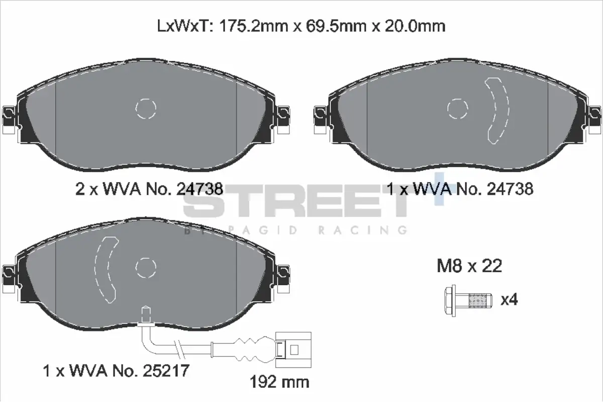 VW Racing Bremsbeläge VA T8192SP2001 Street+ PAGID