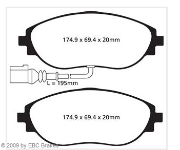  EBC Pastillas de freno de competición adecuadas para Golf 7R 2.0L TSI, S3, León Cupra y muchos más.