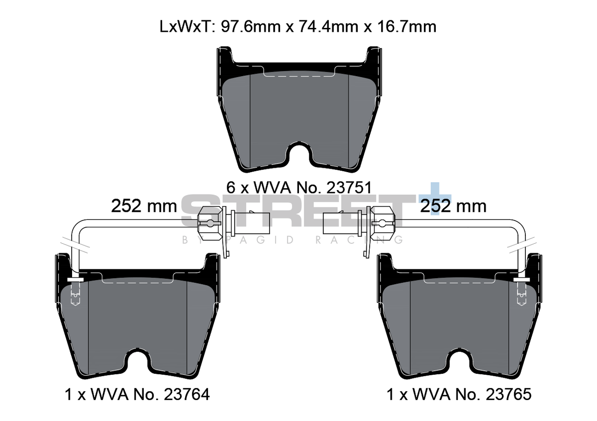 VW & Audi Racing Bremsbeläge VA T8044SP2001 Street+ PAGID