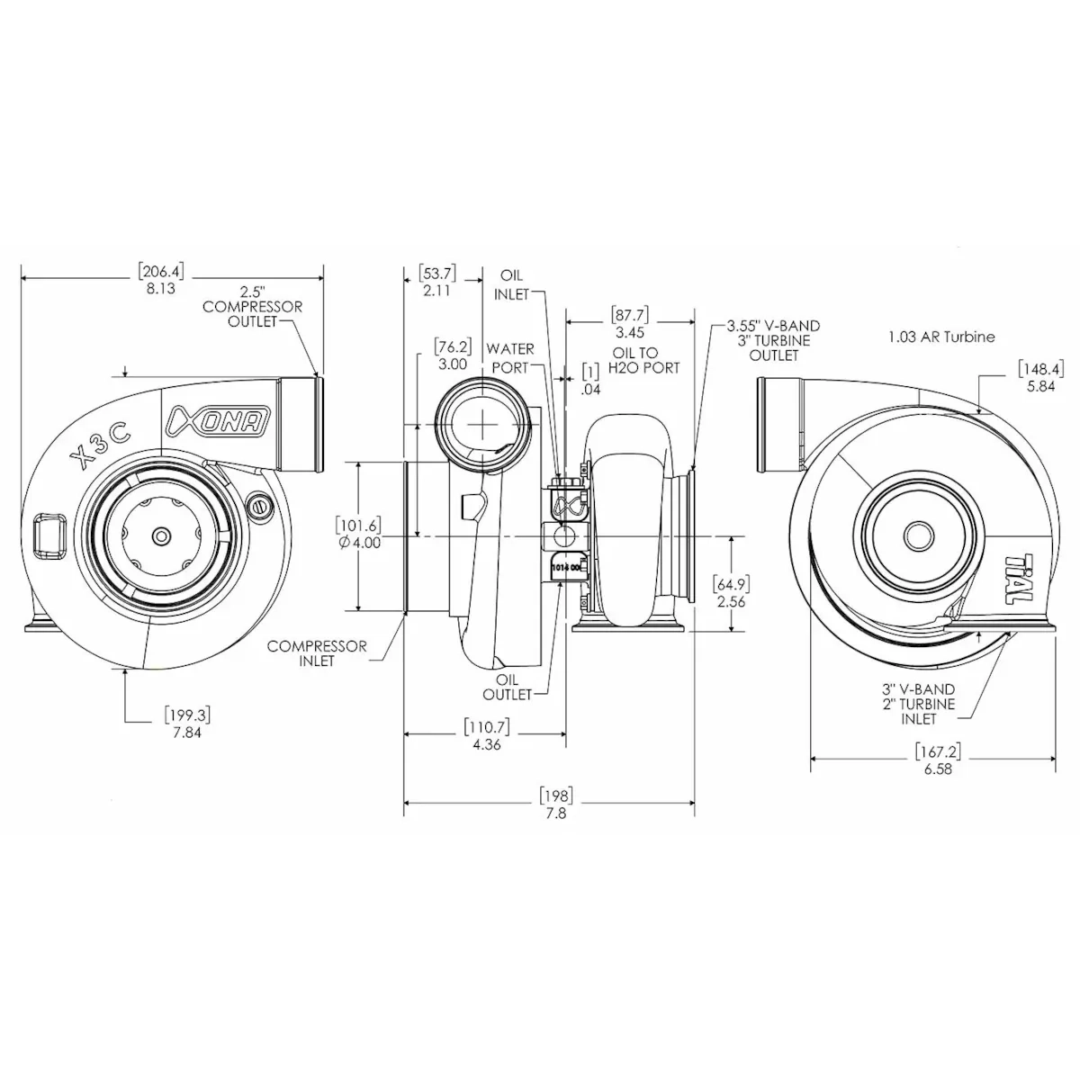 Dibujo técnico Xona Turbolader 82*69s