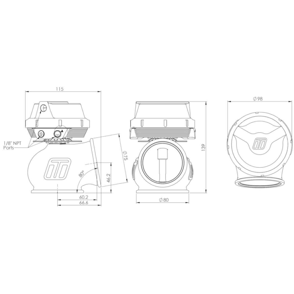 Turbosmart WG60 Dessin technique