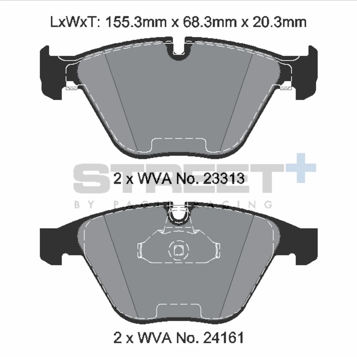 Plaquettes de frein Racing VA T8169SP2001 Street+ PAGID adaptées pour BMW