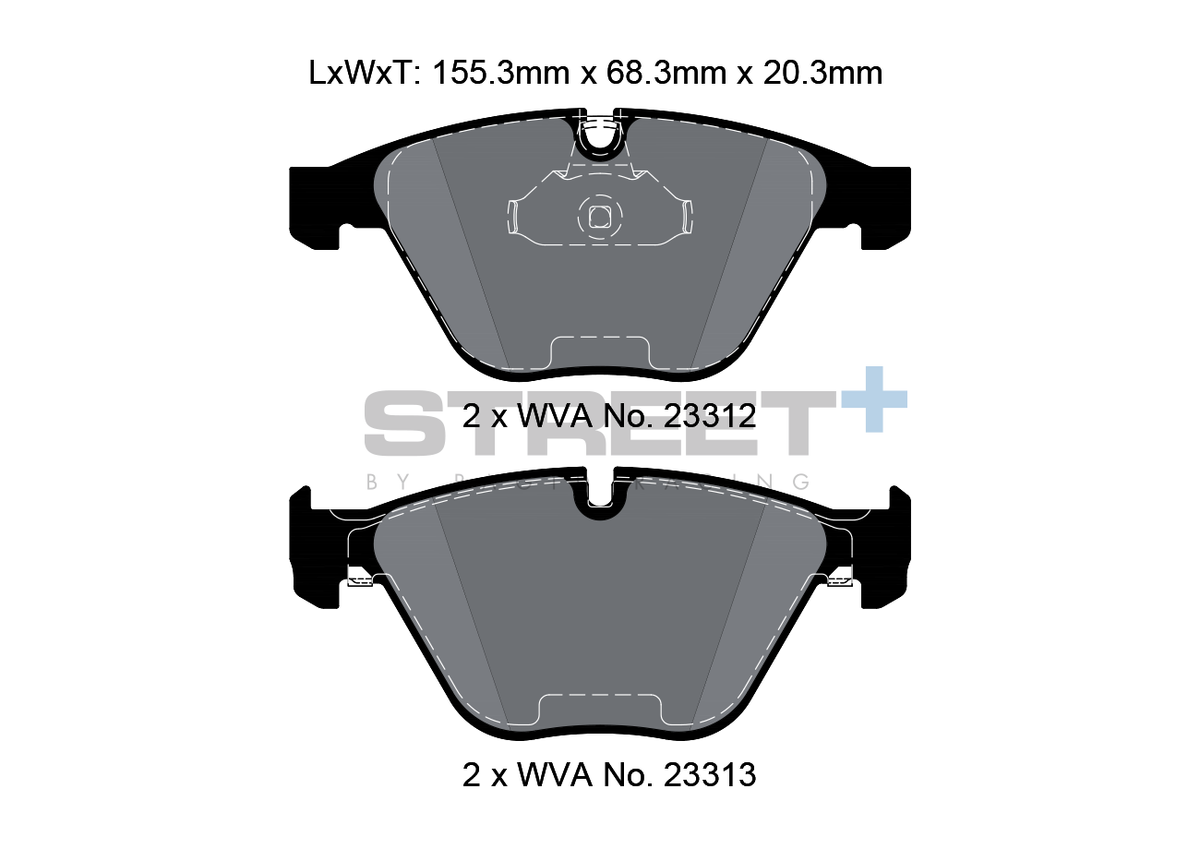 Plaquettes de frein PAGID Street+ Racing VA T8024SP2001 adaptables sur BMW