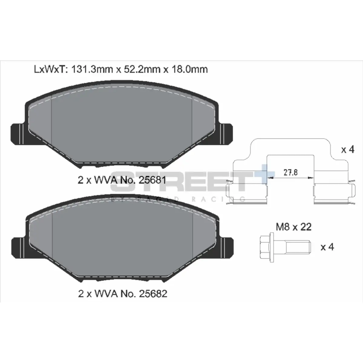 VW Racing Bremsbeläge VA T8304SP2001 Street+ PAGID